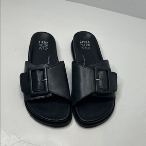 Ziera Pillow Walk Black Slide Sandals with Buckle
